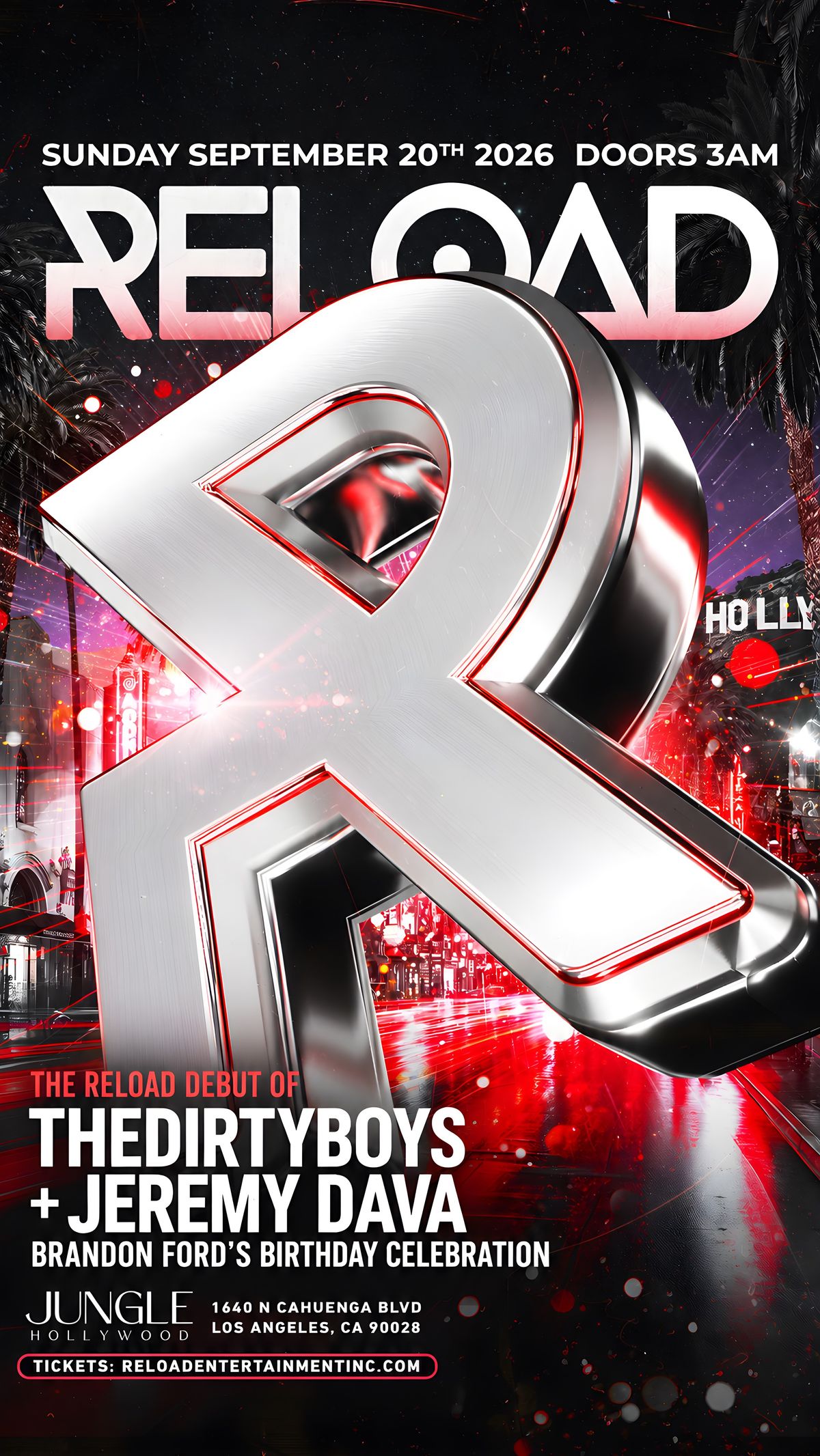 JEREMY DAVA & THE RELOAD DEBUT OF THEDIRTYBOYS flyer