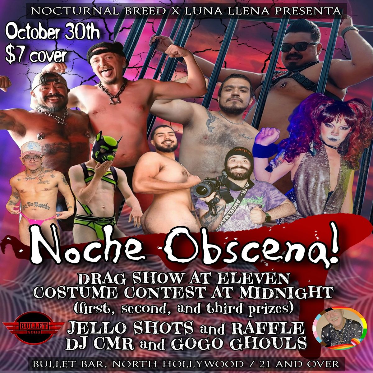 NOCTURNAL BREED X LUNBA LLENA Present - Noche Obscena! flyer