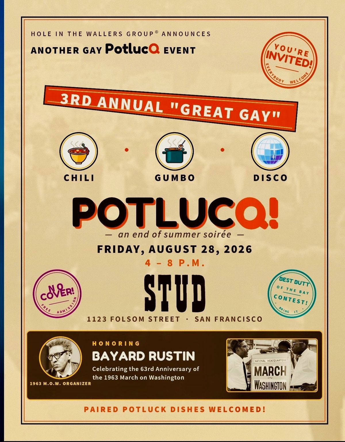 3rd annual great gay potluck flyer