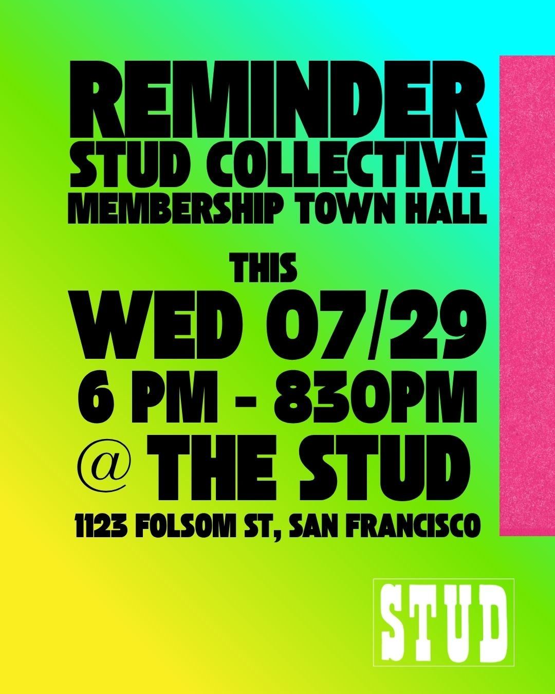 STUD MEMBERSHIP TOWN HALL flyer