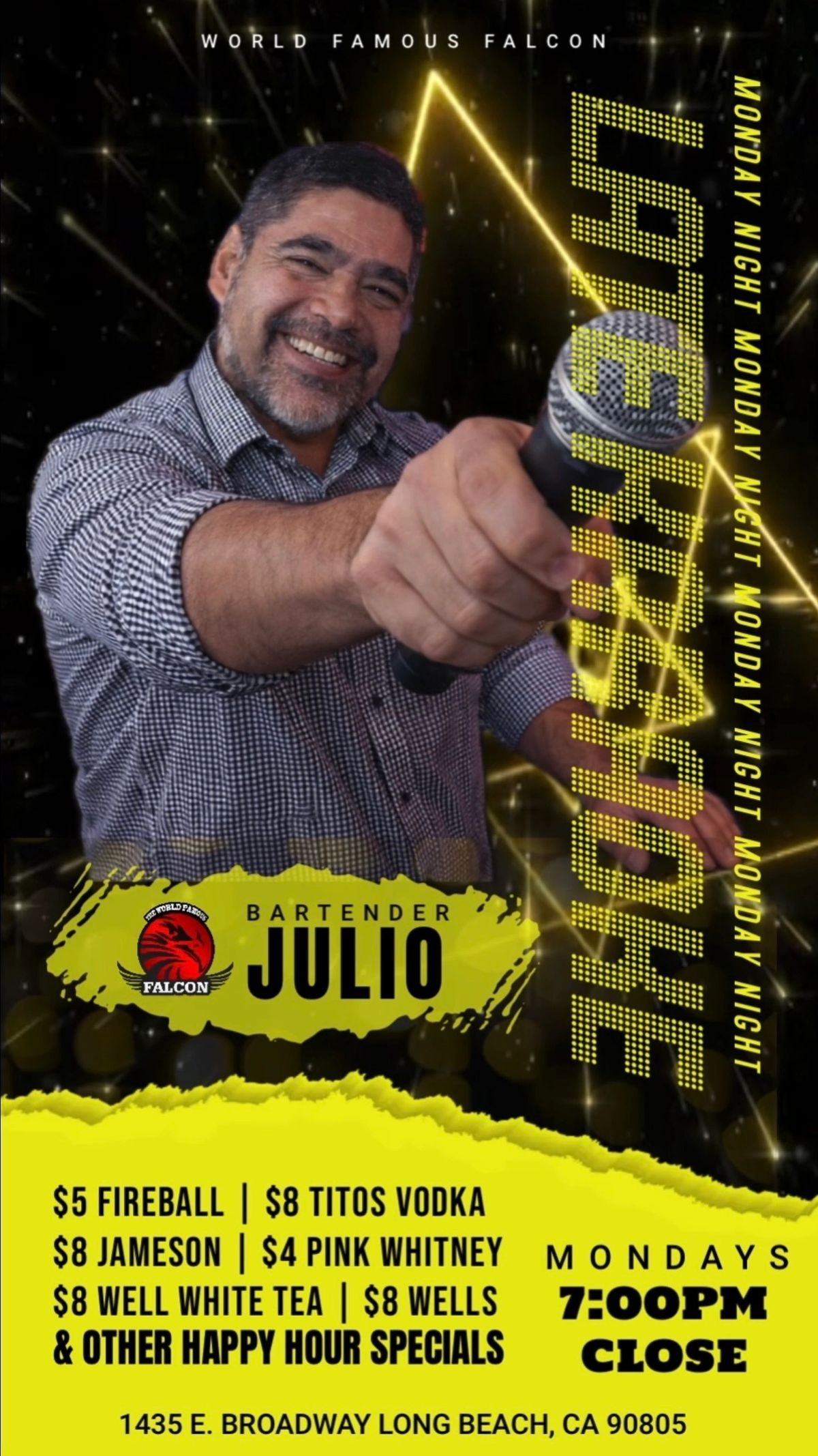 Bartender Julio Happy Hour flyer