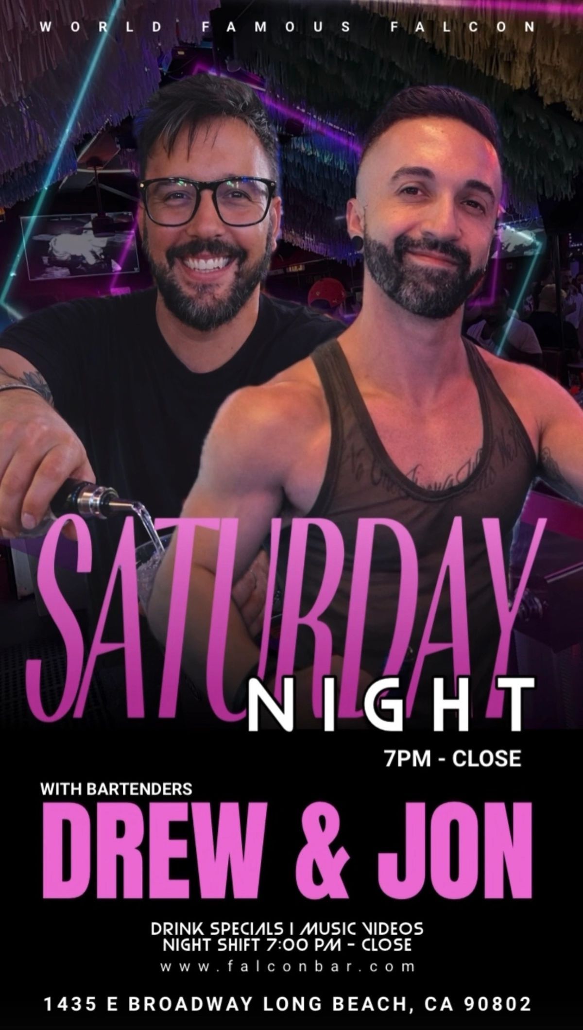 Saturday Night with Bartenders Drew & Jon flyer