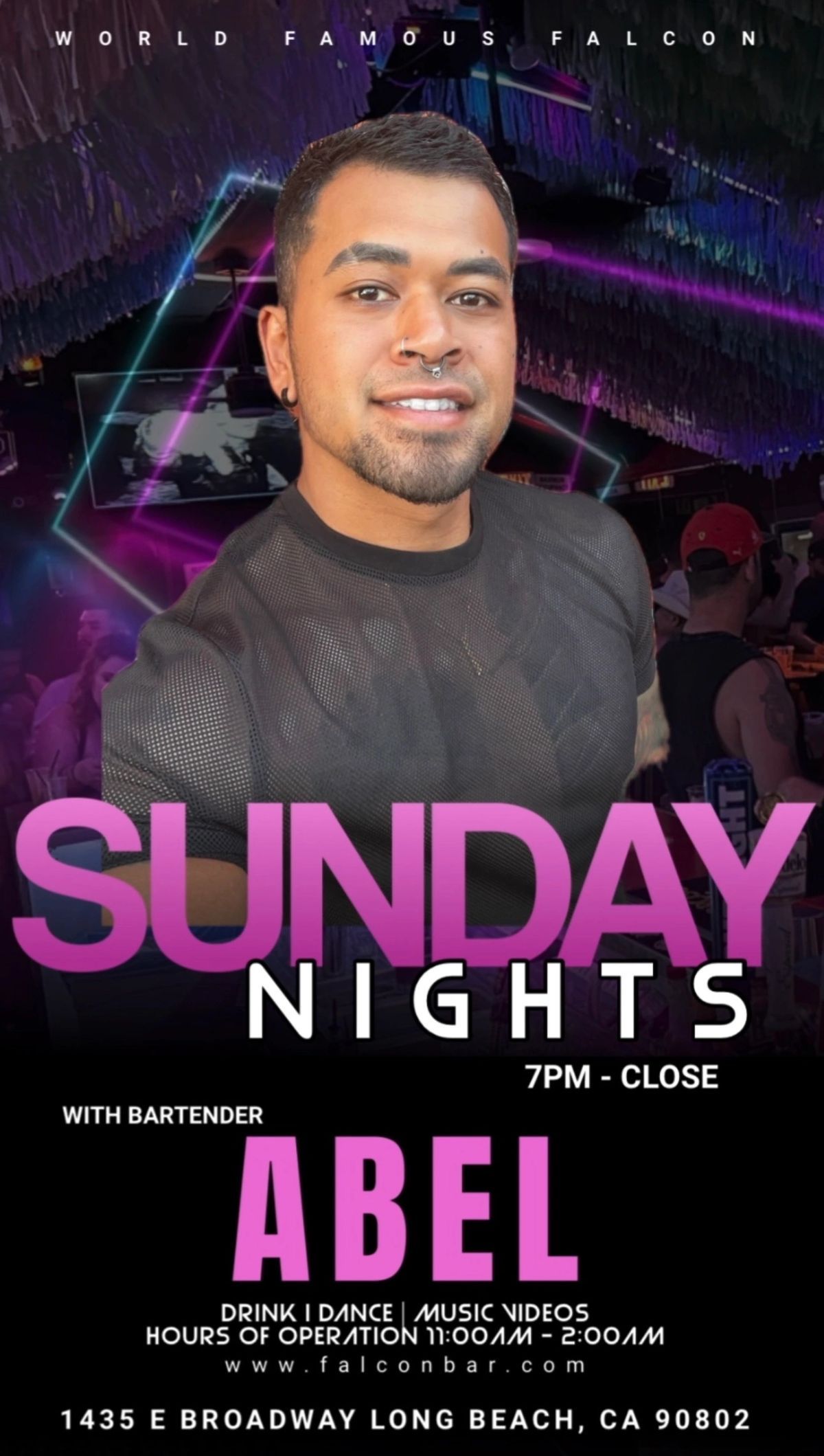 Sunday Nights with Bartender Abel flyer
