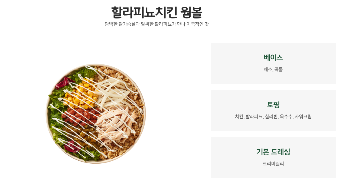 샐러디 칼로리 및 영양성분