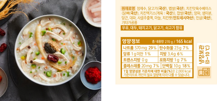 삼계죽 칼로리와 영양 성분