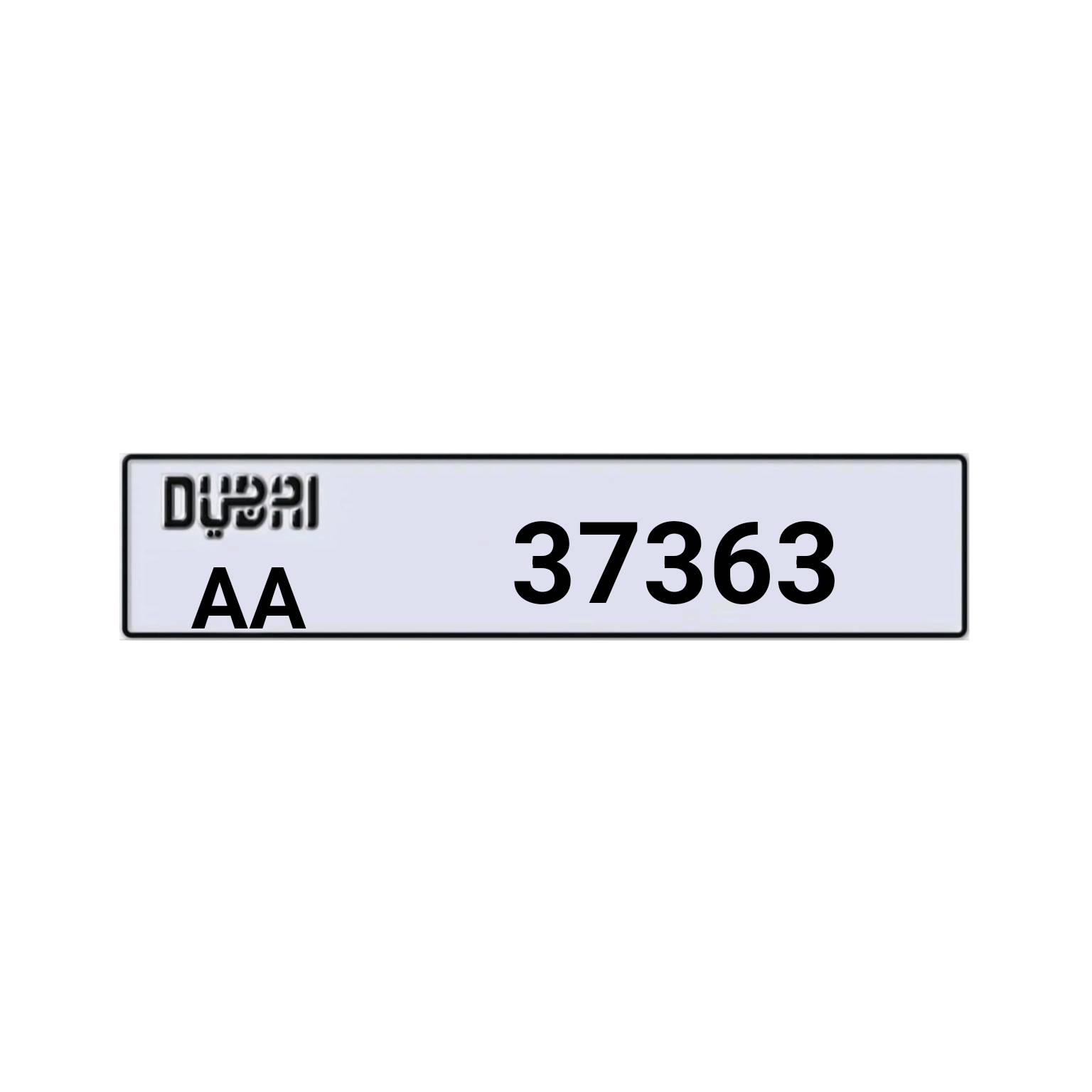 Dubai AA 37363 Number Plate
