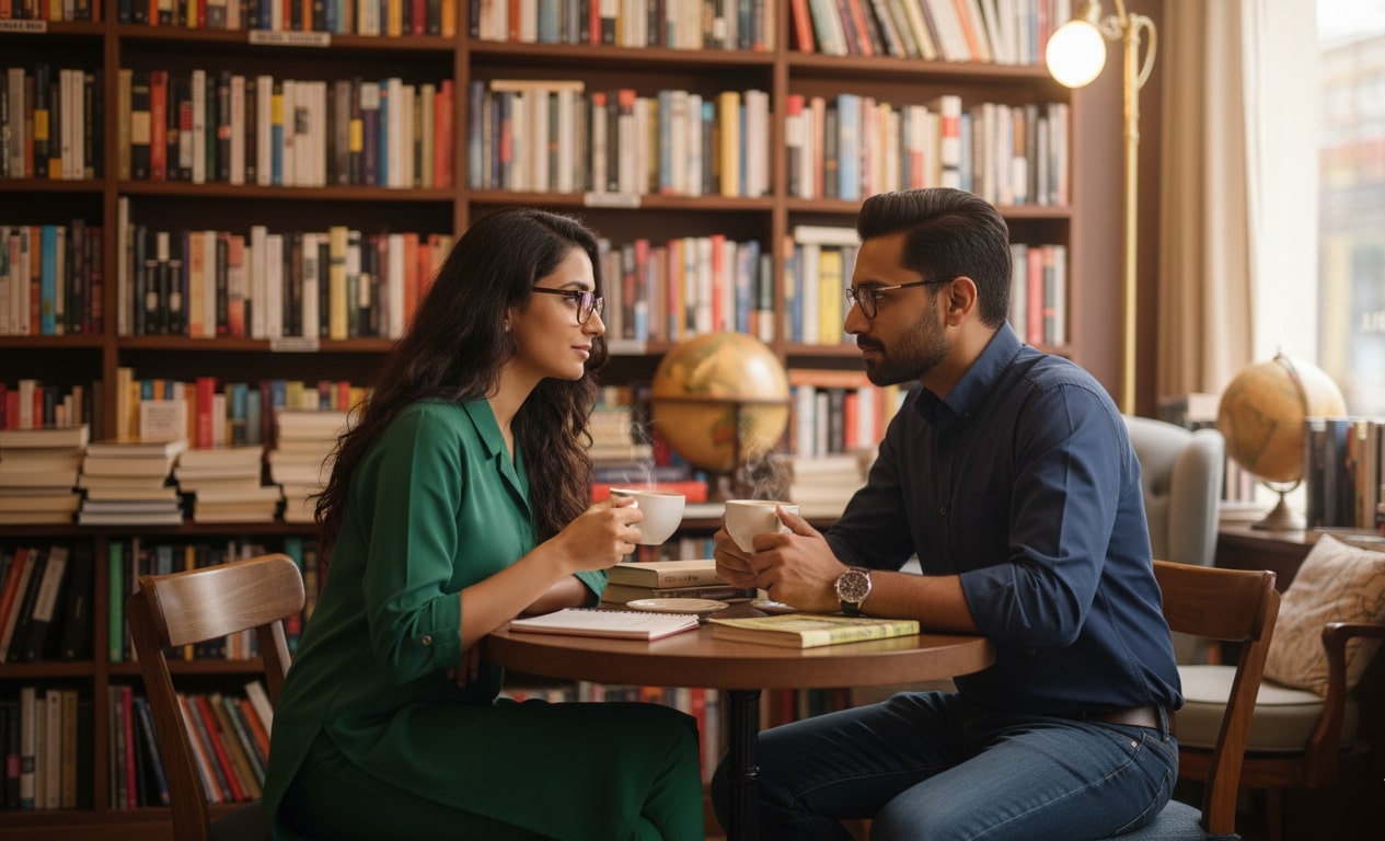 sapiosexuals discussing topics over coffee