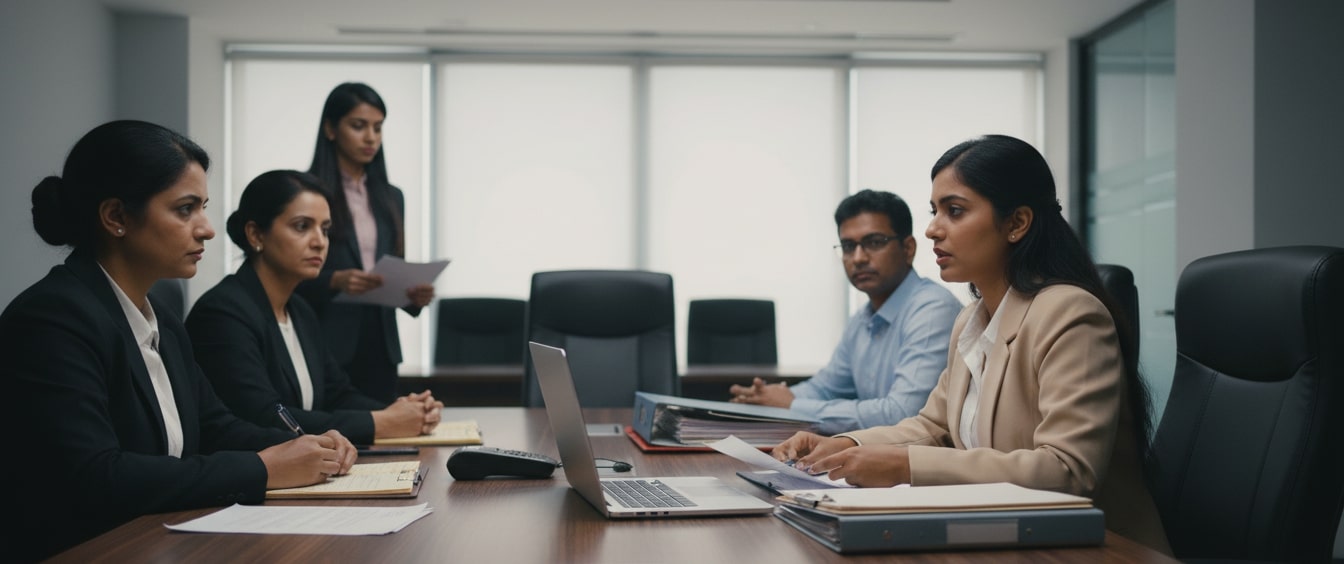 woman complaining after workplace harassment