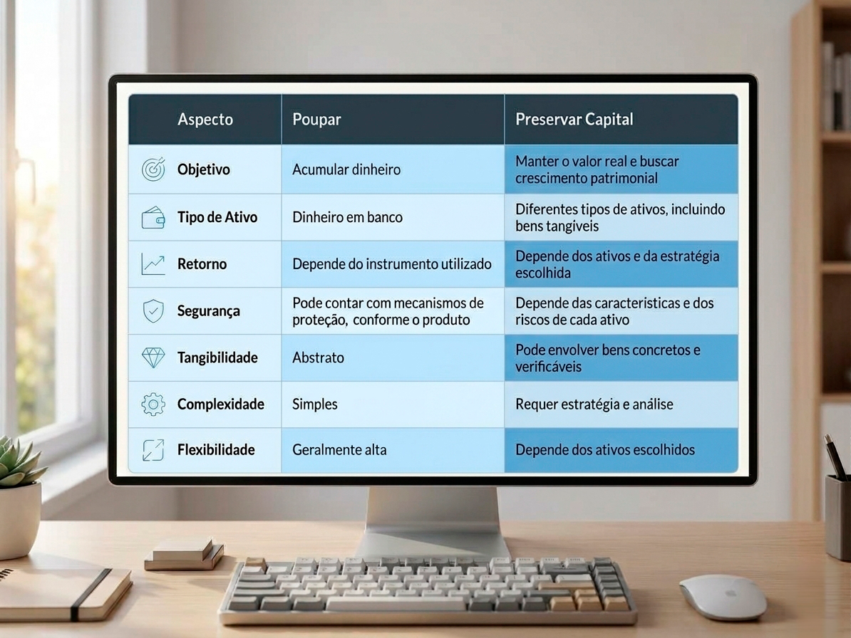 Qual a diferença entre poupar e preservar capital? Saiba como construir patrimônio real