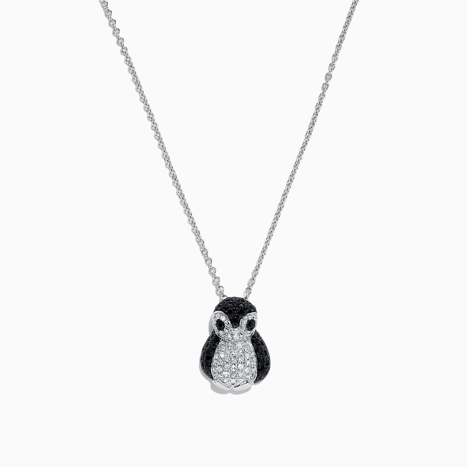 0.76ct Black Sapphire & Diamonds Pavé Penguin Pendant by EFFY in Sterling Silver