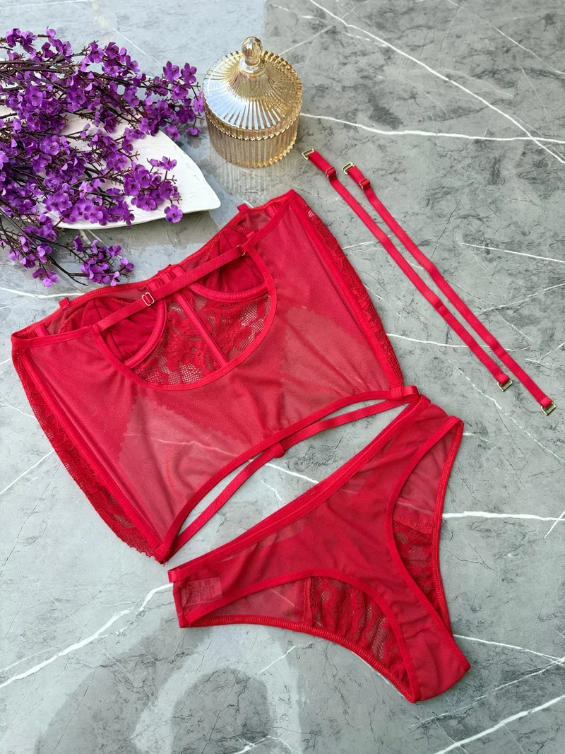 Conjunto Corset Cloe Tule e Renda