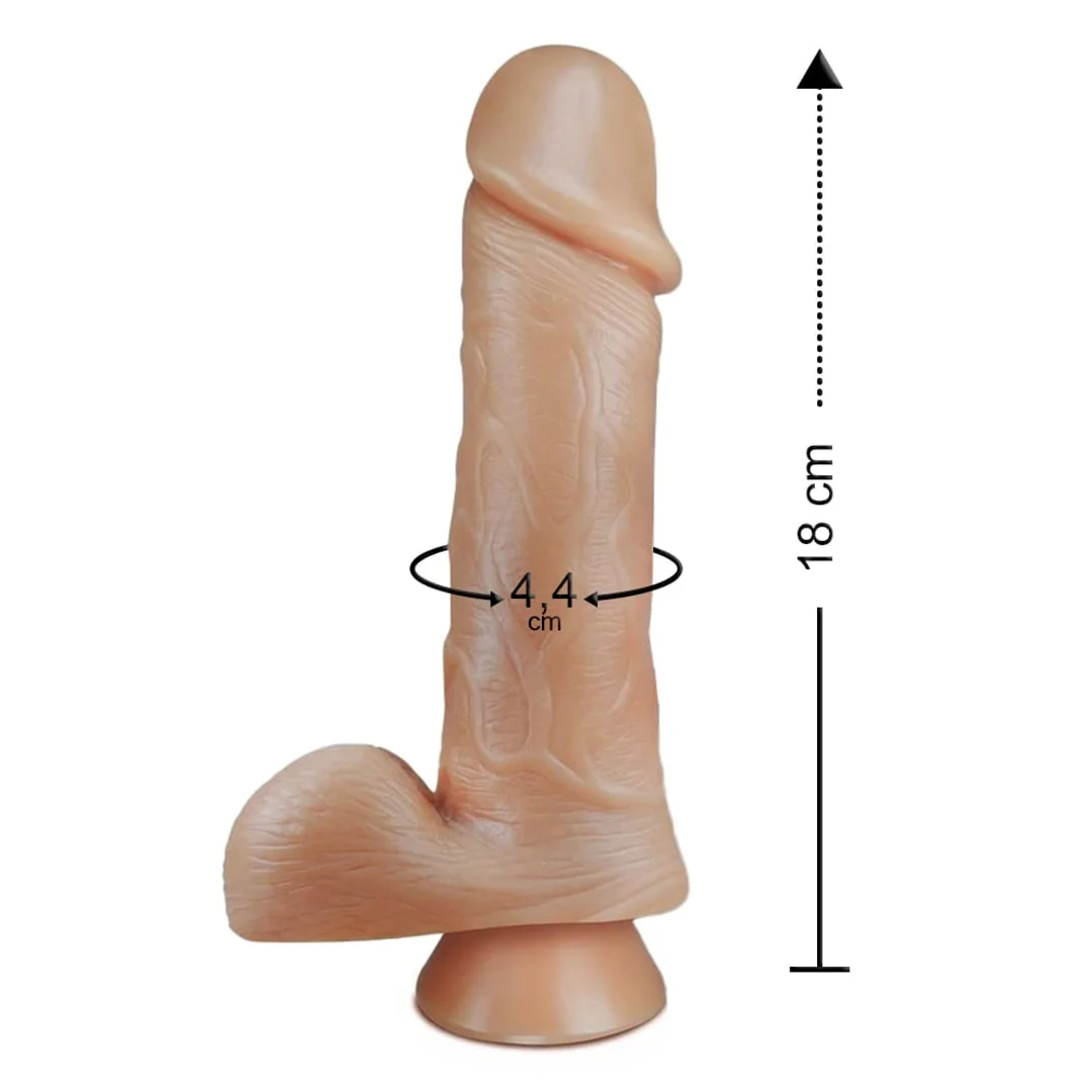 Protese Pura Luxuria Realistico com Escroto e Ventosa 18x4,4 cm