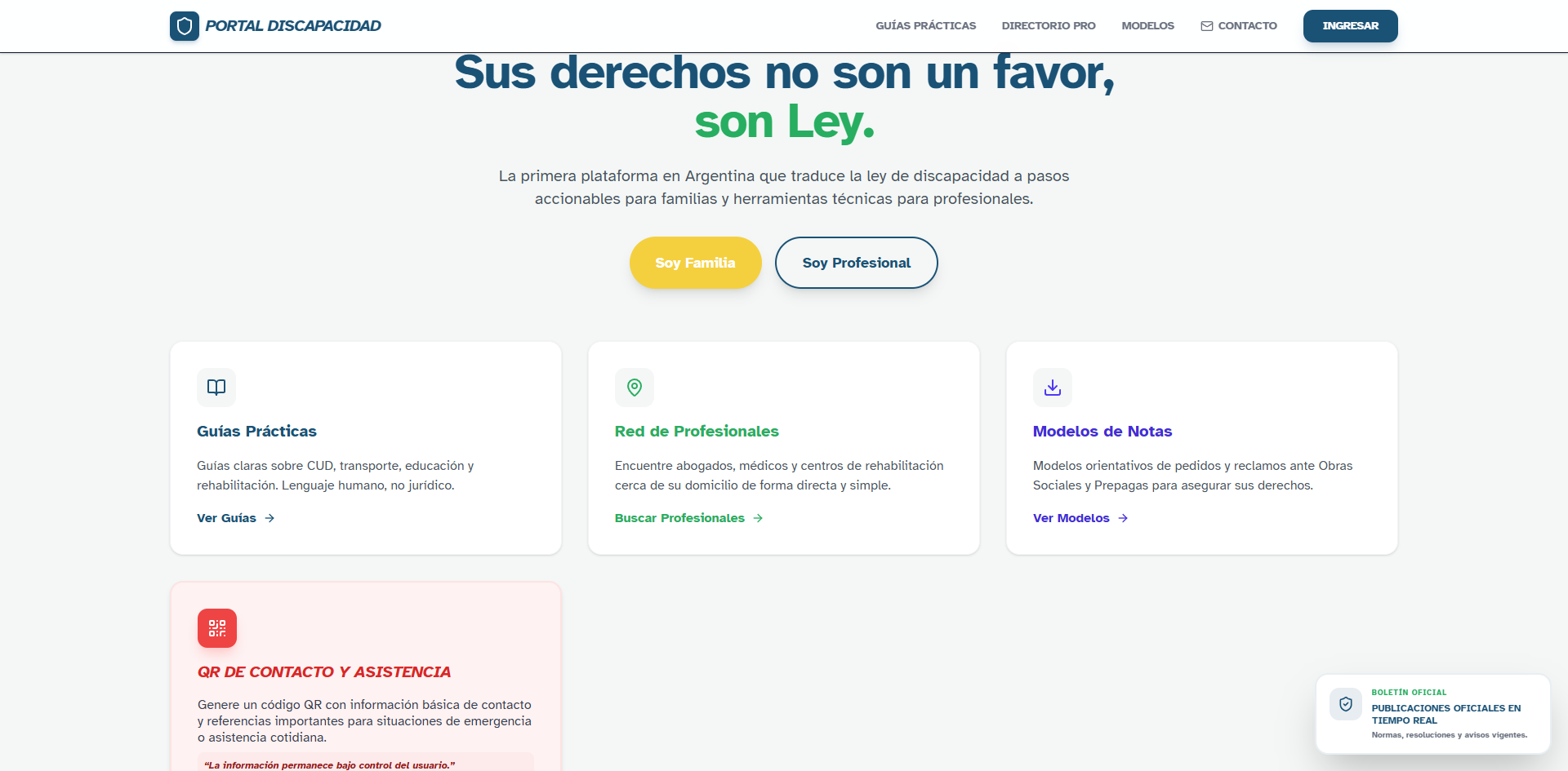 Portal Discapacidad — un producto digital que centraliza recursos y guías para familias e instituciones