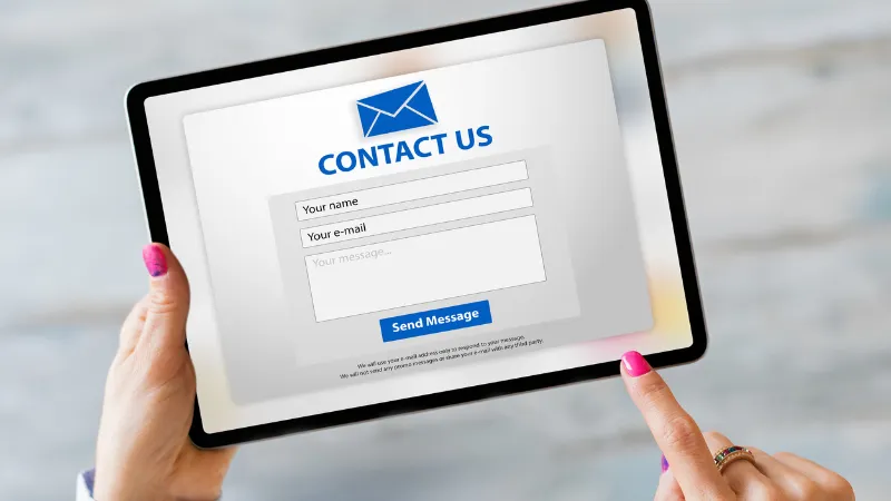 Formulario de contacto en pantalla