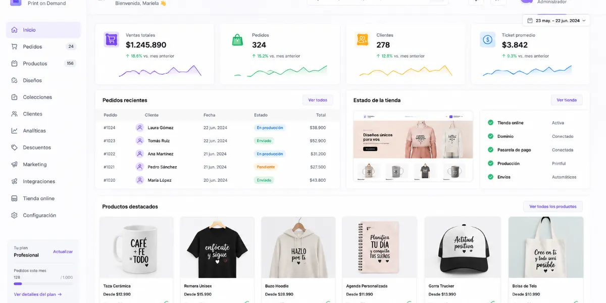 Tienda de impresión bajo demanda para creadores de contenido