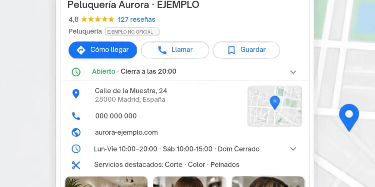 Ficha de Google de una peluquería con reseñas de clientas