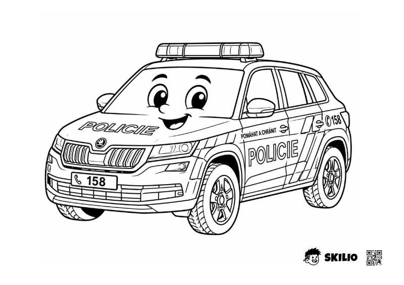 Policie – omalovánka – Už vím, kam kreslím - START, Doprava pro děti SMART - už chápu, co se děje (6–8 let) - omalovánka ke stažení zdarma