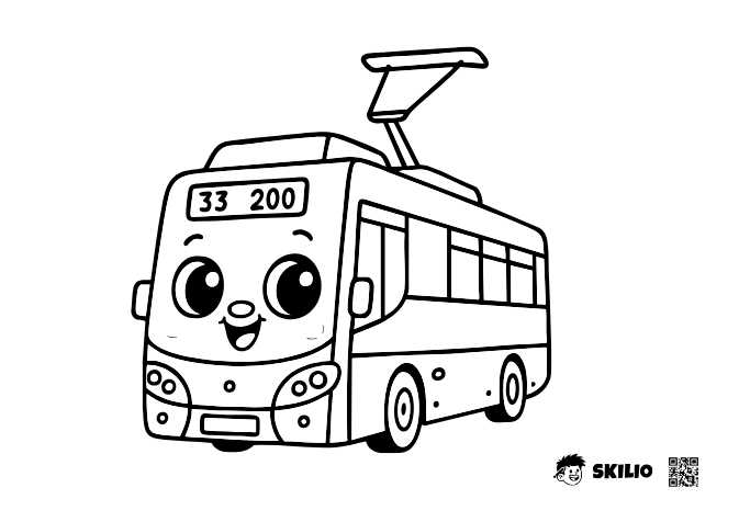 Trolejbus – omalovánka - Doprava, MHD pro děti START - už vím, kam kreslím (4–6 let) - omalovánka ke stažení zdarma