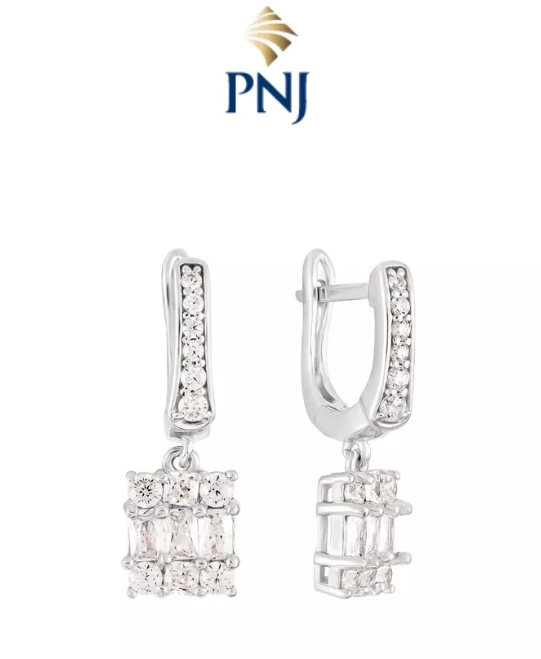 Silver Earrings with CZ Stones - PNJ SILVER EARRINGS