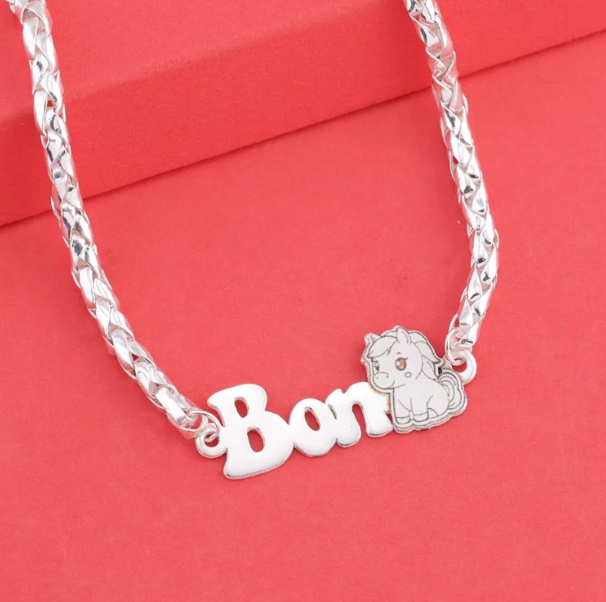 Personalized Silver Bracelet for Newborn Babies – Year of the Horse Design