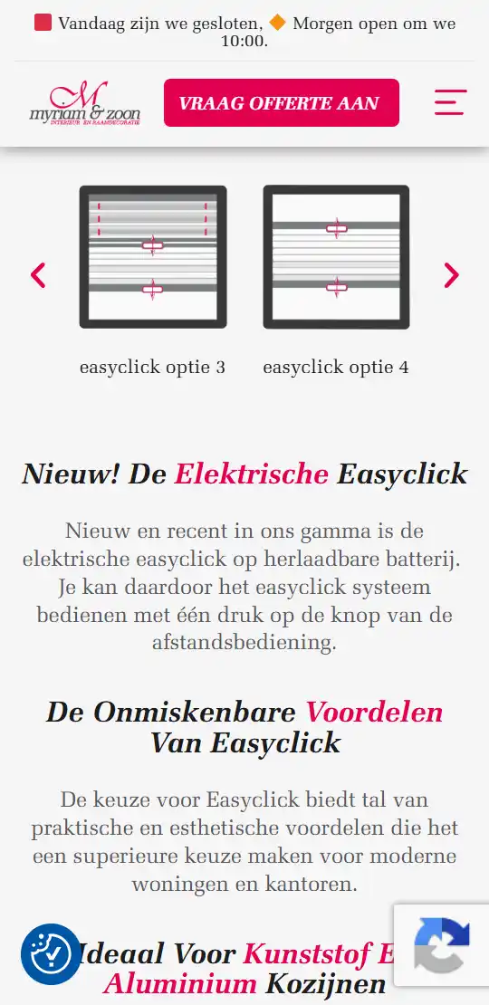 Mobiel webdesign en SEO voor Gordijnen Myriam als illustratie bij een checklist voor een nieuwe website