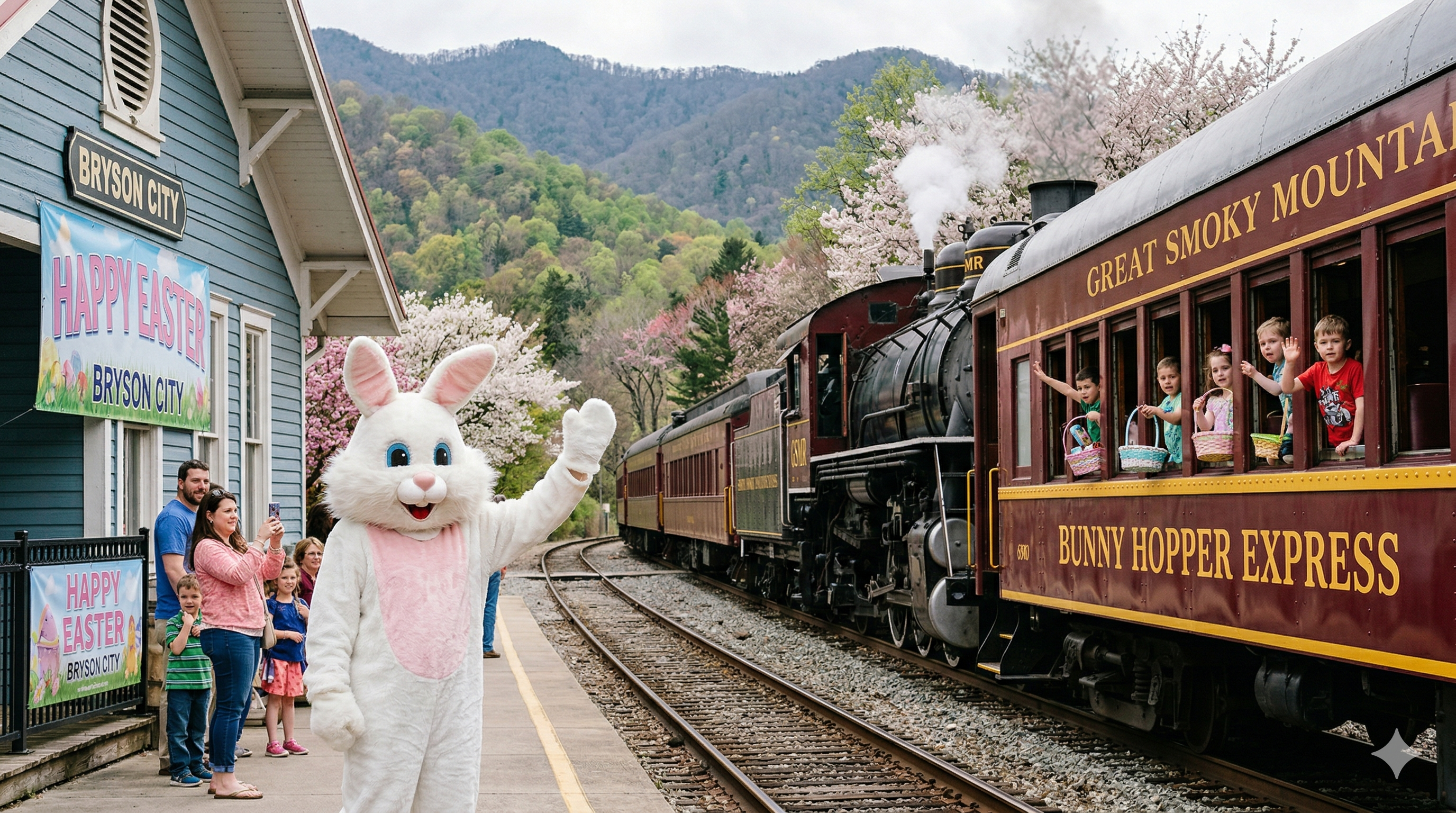All Aboard! Bryson City's Bunny Hopper Express Chugs into Town