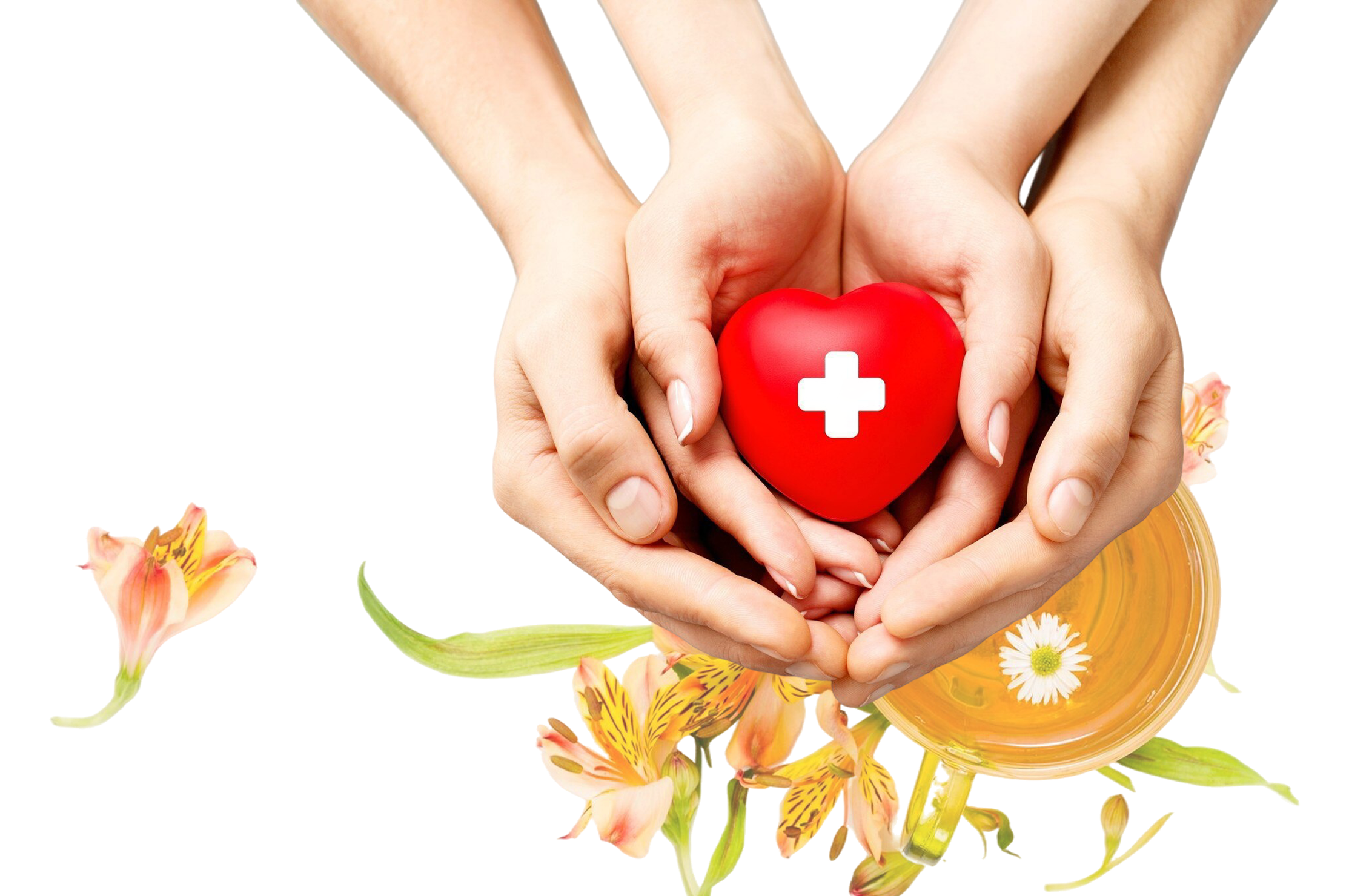 A doctor and a nurse with a mortar and pestle with herbs.