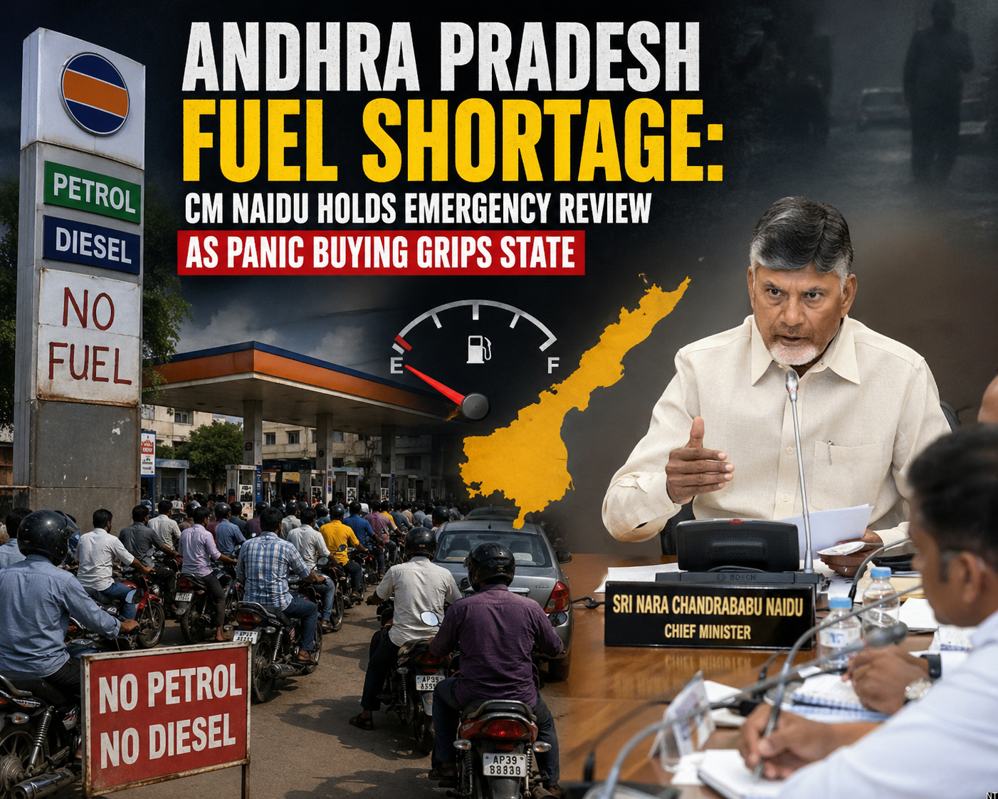 Andhra Pradesh Fuel Shortage: CM Naidu Holds Emergency Review as Panic Buying Grips State