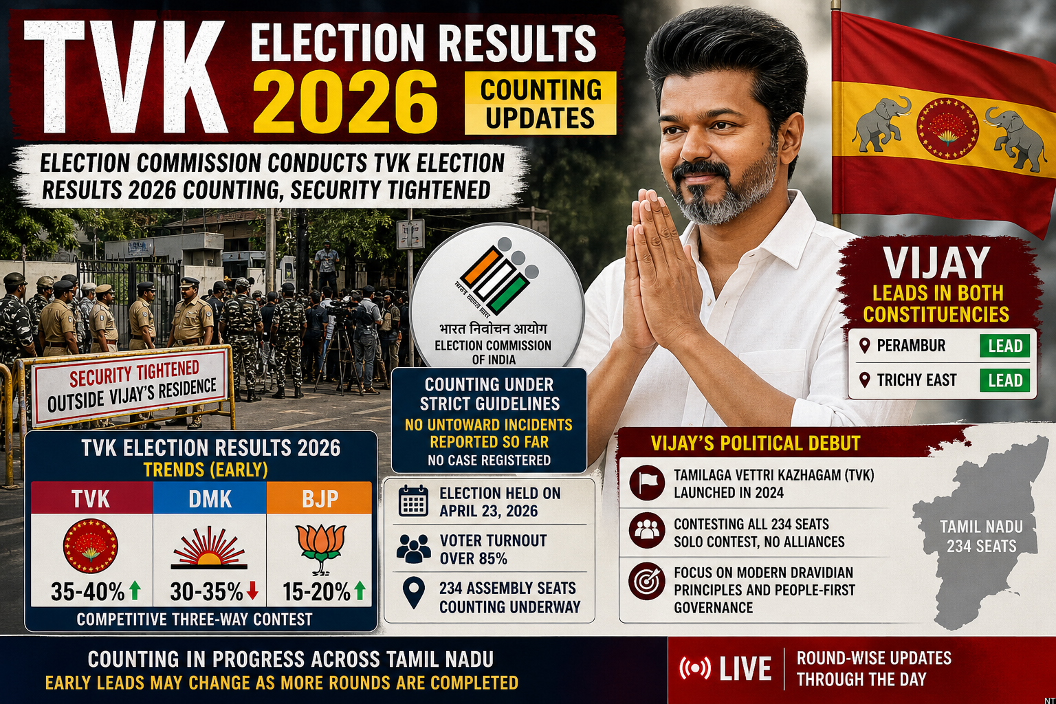TVK Election Results 2026 Counting Updates