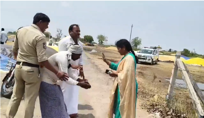 Mancherial Farmer Pleads for Paddy Procurement at MRO Feet