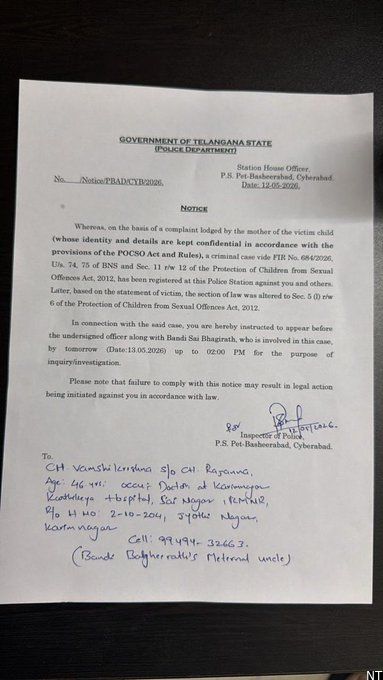 Telangana Police Notice in POCSO Case Sparks Debate