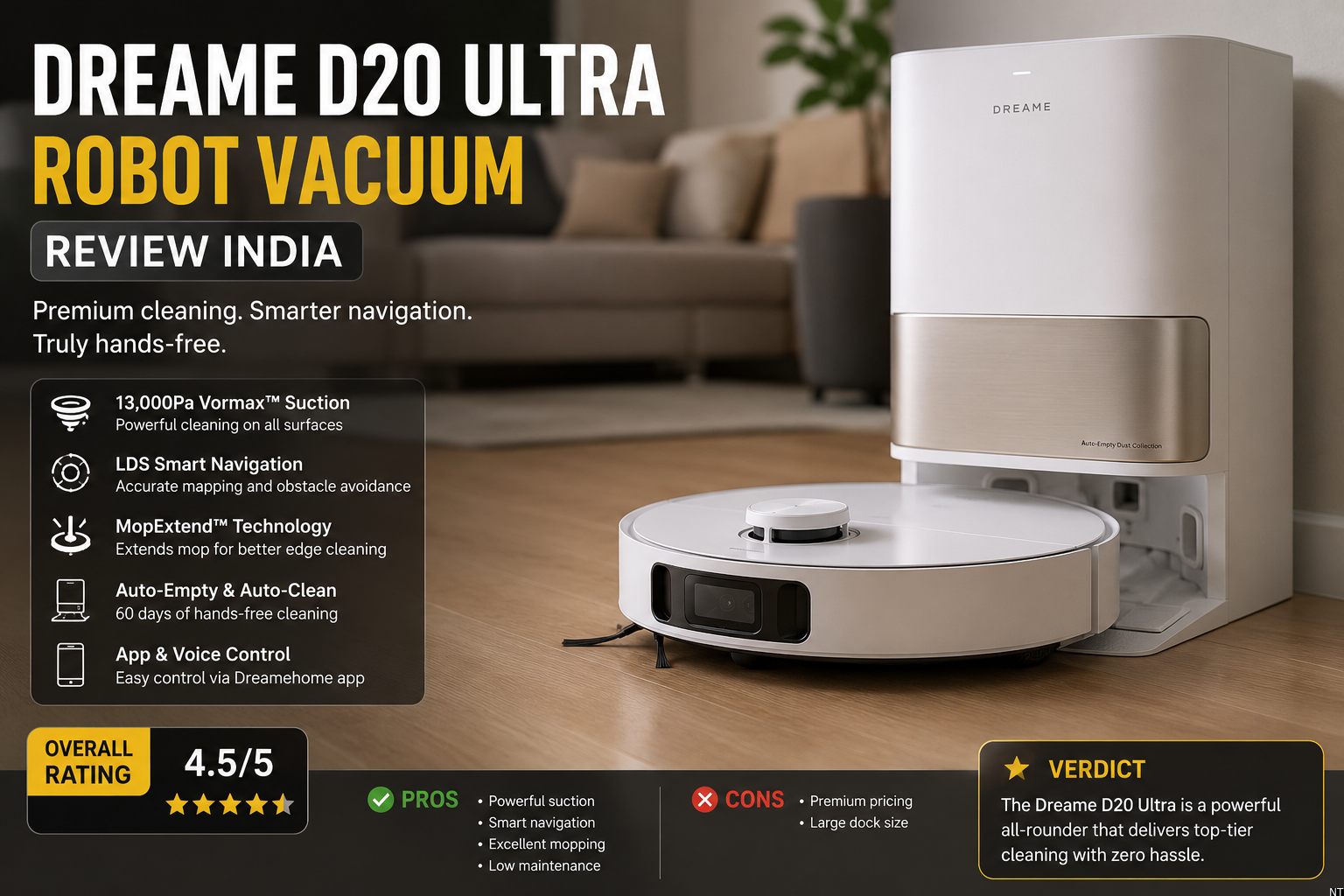 Dreame D20 Ultra Robot Vacuum Review India