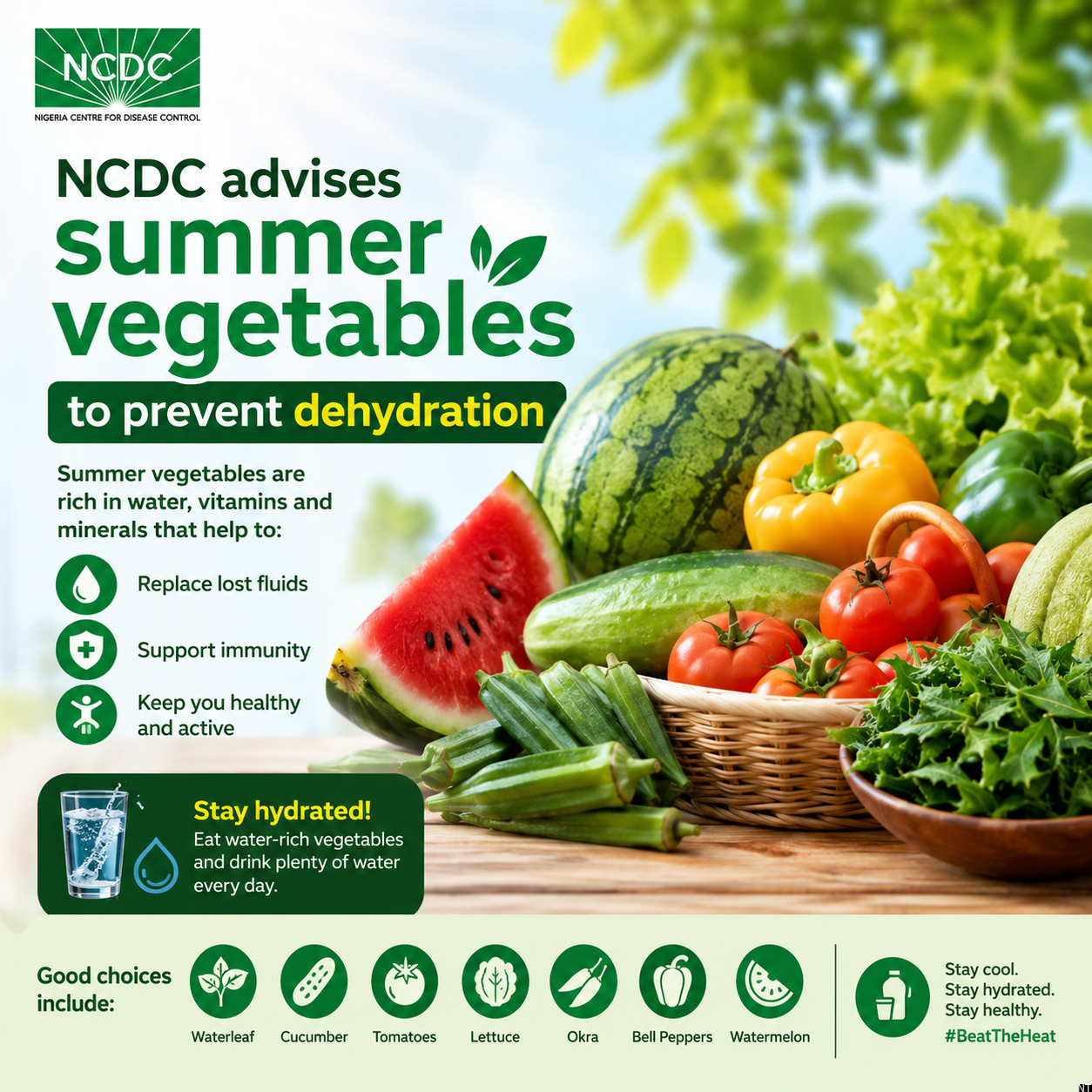 NCDC advises summer vegetables to prevent dehydration