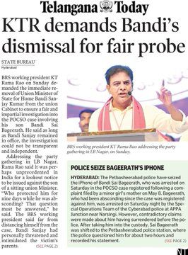 KTR Demands Removal of Bandi Sanjay From Cabinet