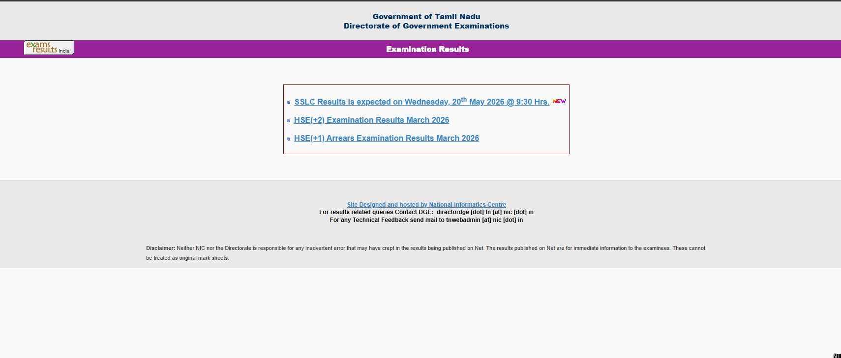 TN 10th Result 2026 Declared at tnresults.nic.in