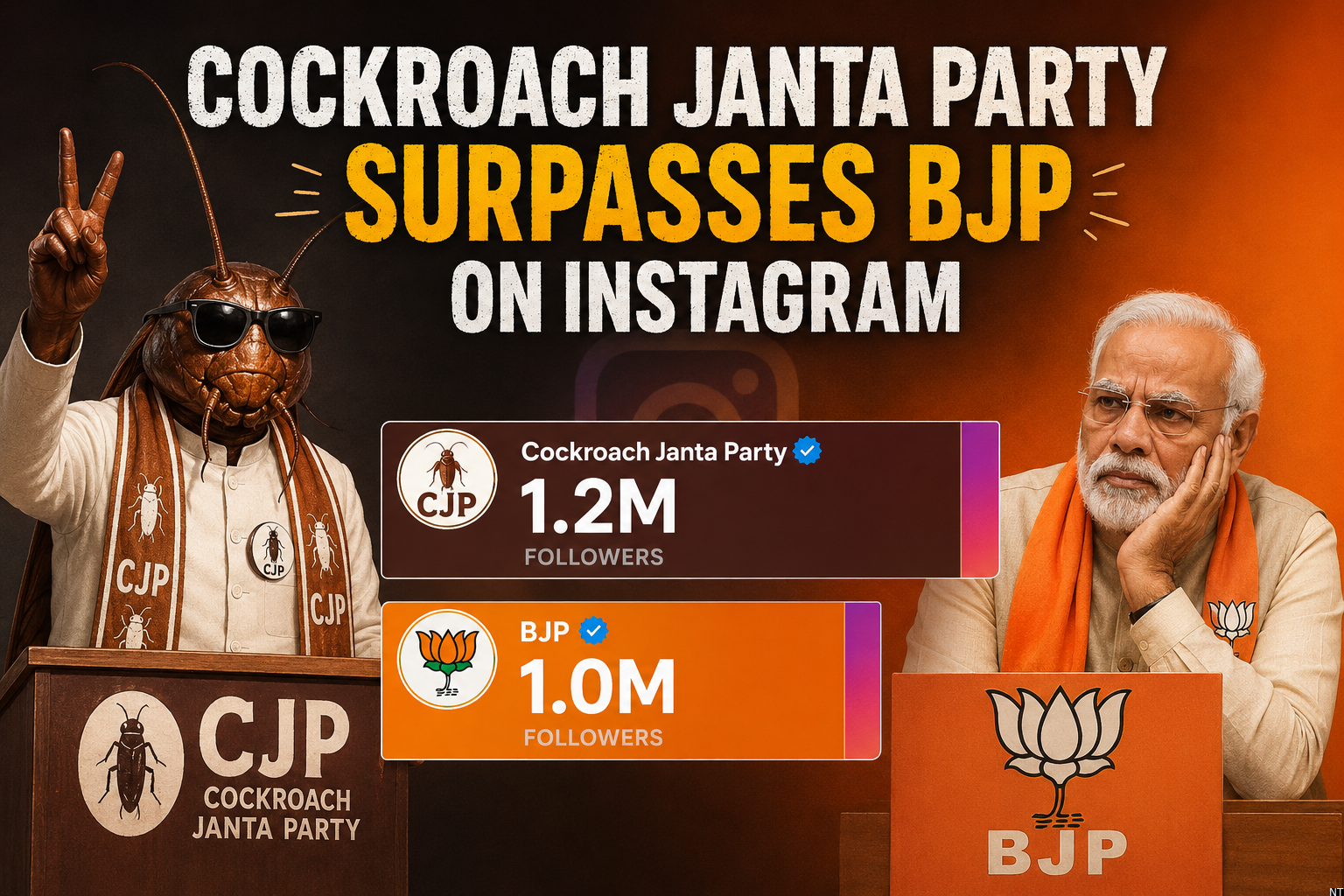 Cockroach Janta Party Surpasses BJP On Instagram