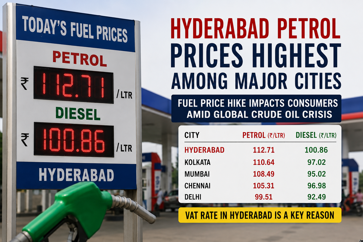 Government Revises Fuel Prices, Hyderabad Tops Rates