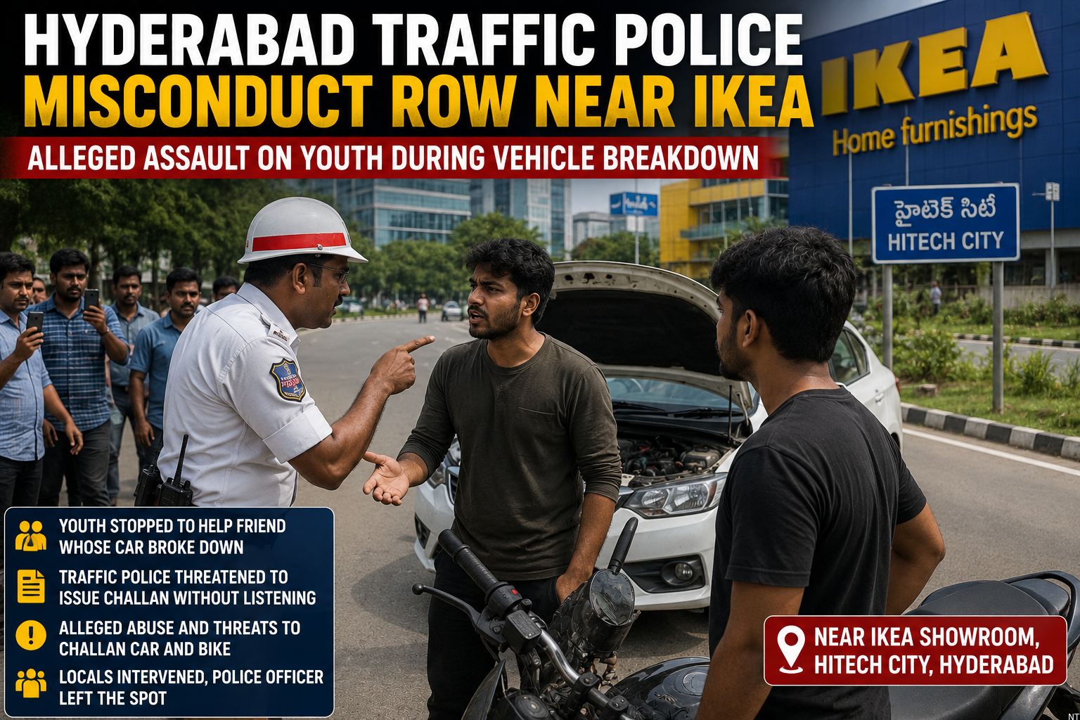 Hyderabad Traffic Police Misconduct Row Near IKEA