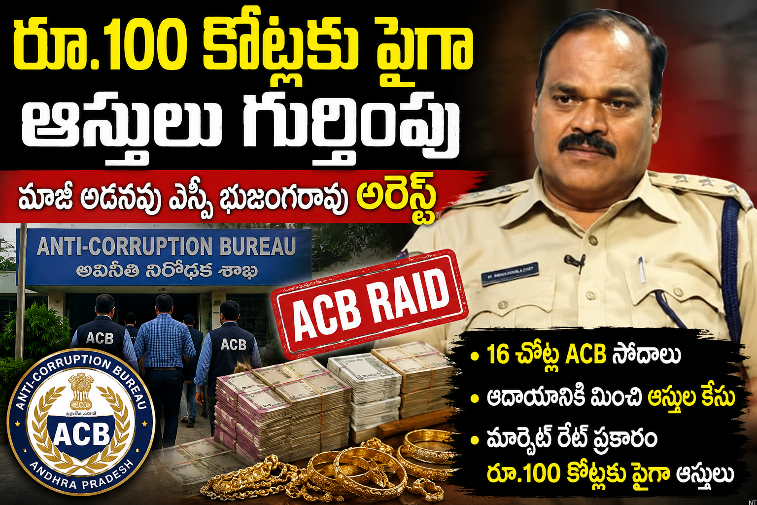 ACB Arrests Former Additional SP Bhujanga Rao in Assets Case