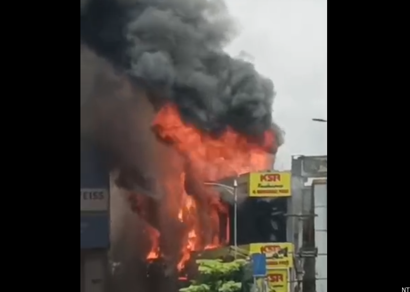 Fire Department Conducts Operations in Ameerpet Fire