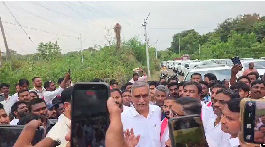 Police Stop Harish Rao at Singareni CHP Visit
