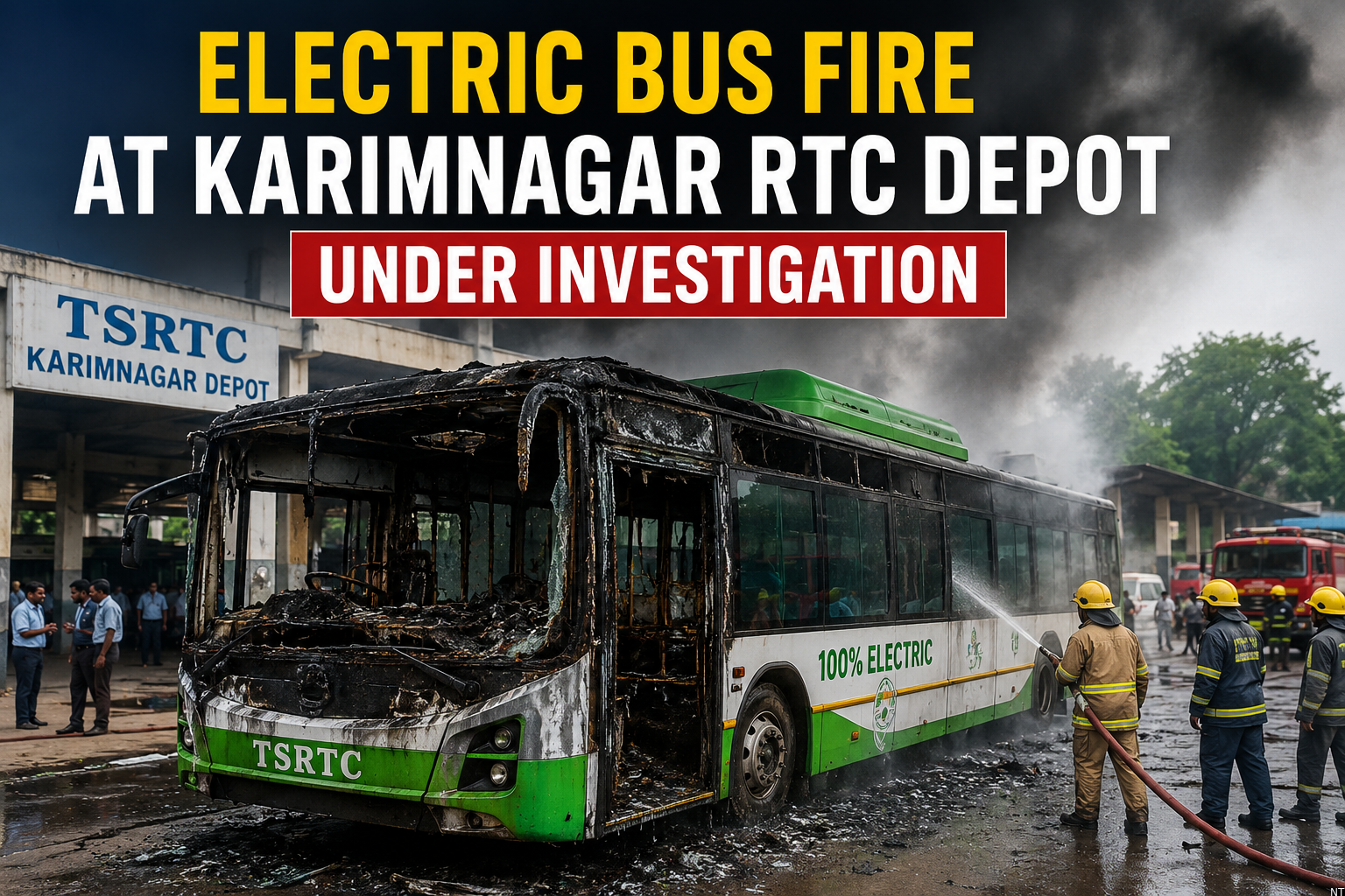 Electric Bus Fire at Karimnagar RTC Depot Under Investigation