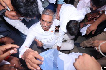 Harish Rao Detained Outside Telangana Bhavan Amid Political Standoff