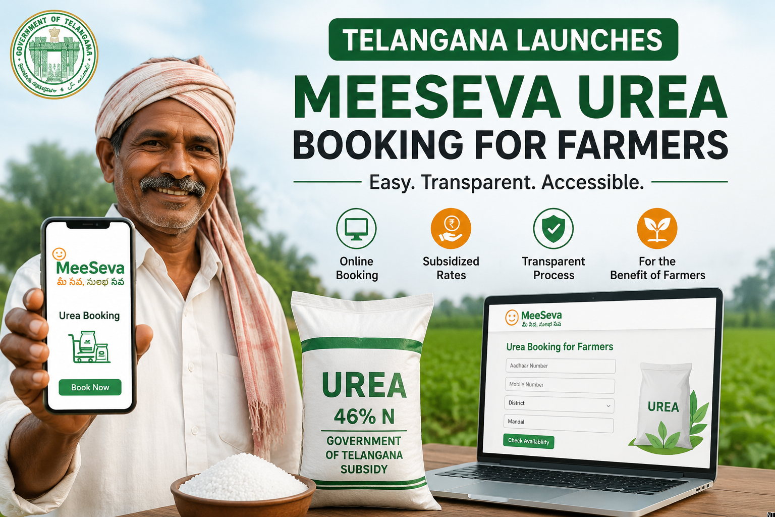 Telangana Launches MeeSeva Urea Booking for Farmers
