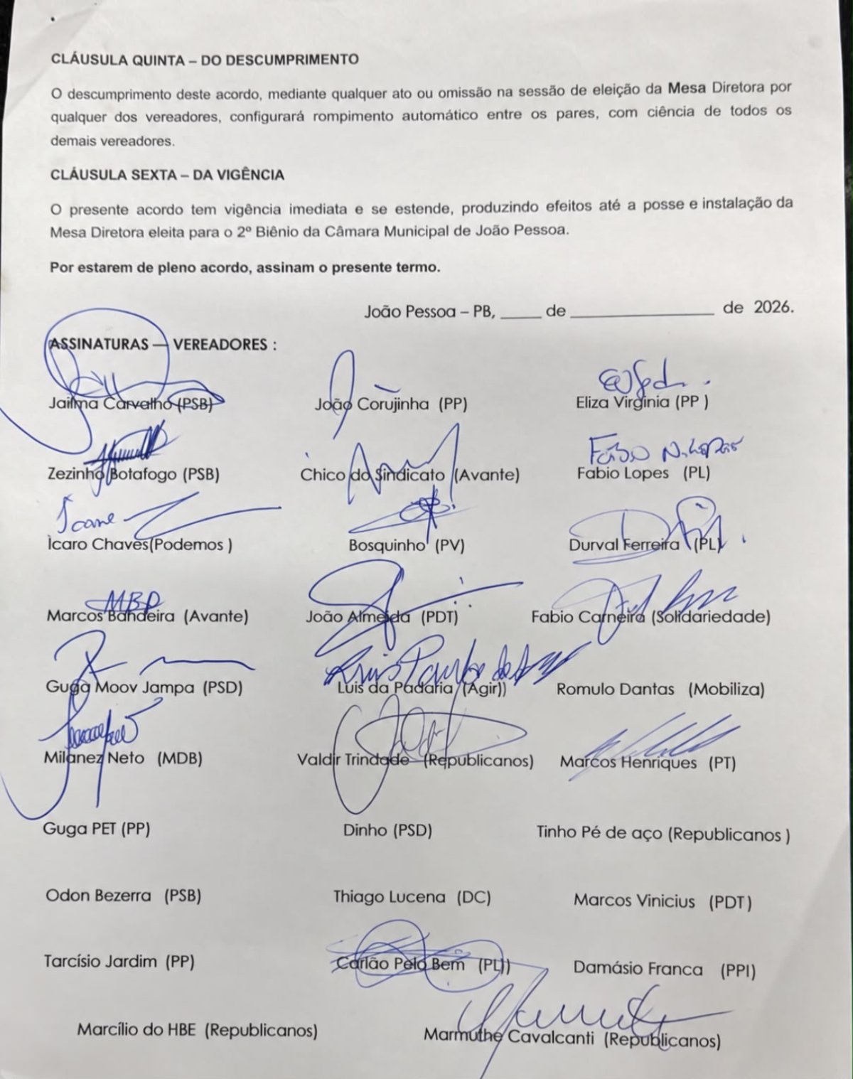 João Corujinha reúne assinaturas de 19 vereadores para disputar presidência da Câmara de João Pessoa