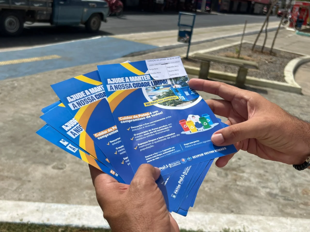 Prefeitura de Patos promove ação de conscientização contra descarte irregular de lixo em praças