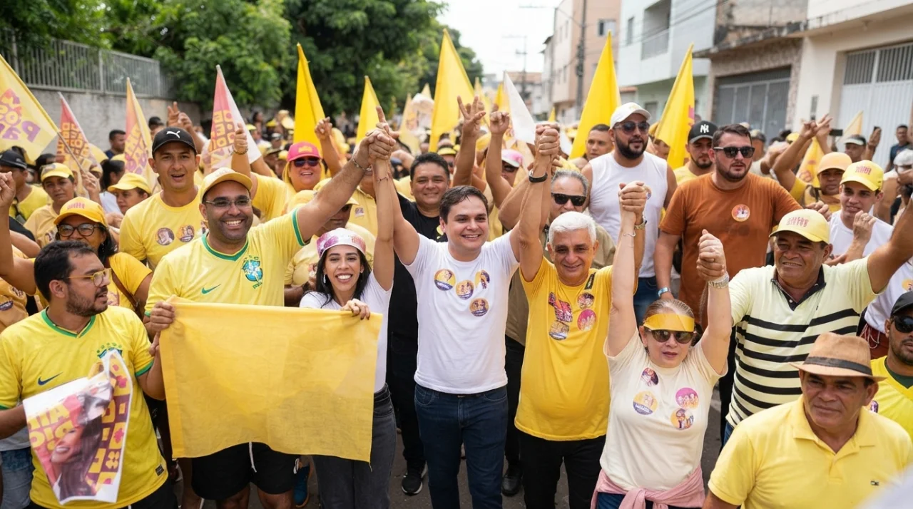Em Rio Tinto, prefeita Magna Gerbasi lidera bandeiraço e mobiliza apoiadores nas ruas