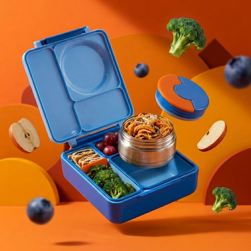 OmieBox Bento Box for Kids - Insulated Bento Lunch Box with Leak Proof Vacuum Insulated Food Jar