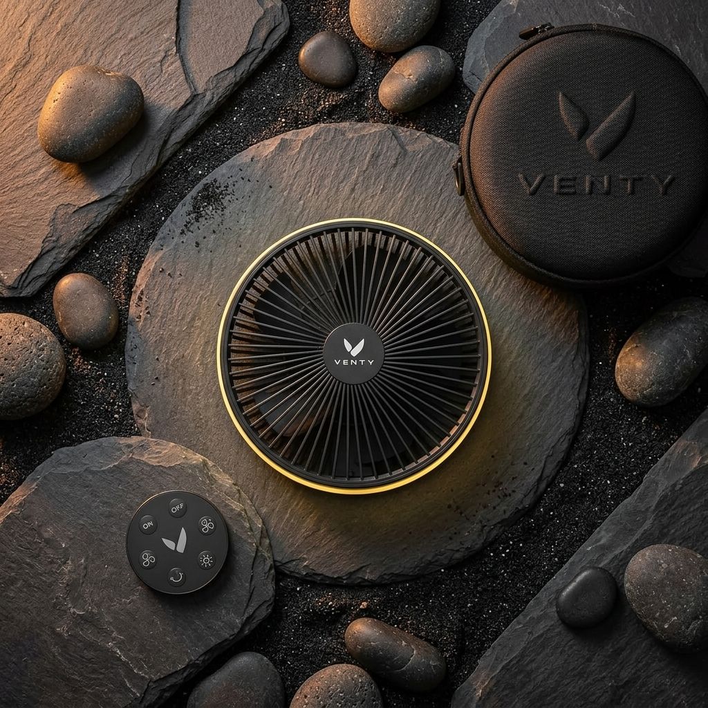 VENTY Portable Fan - Wireless Battery Operated Fan, 4 Speeds, LED Lighting, Carry Case & Remote 