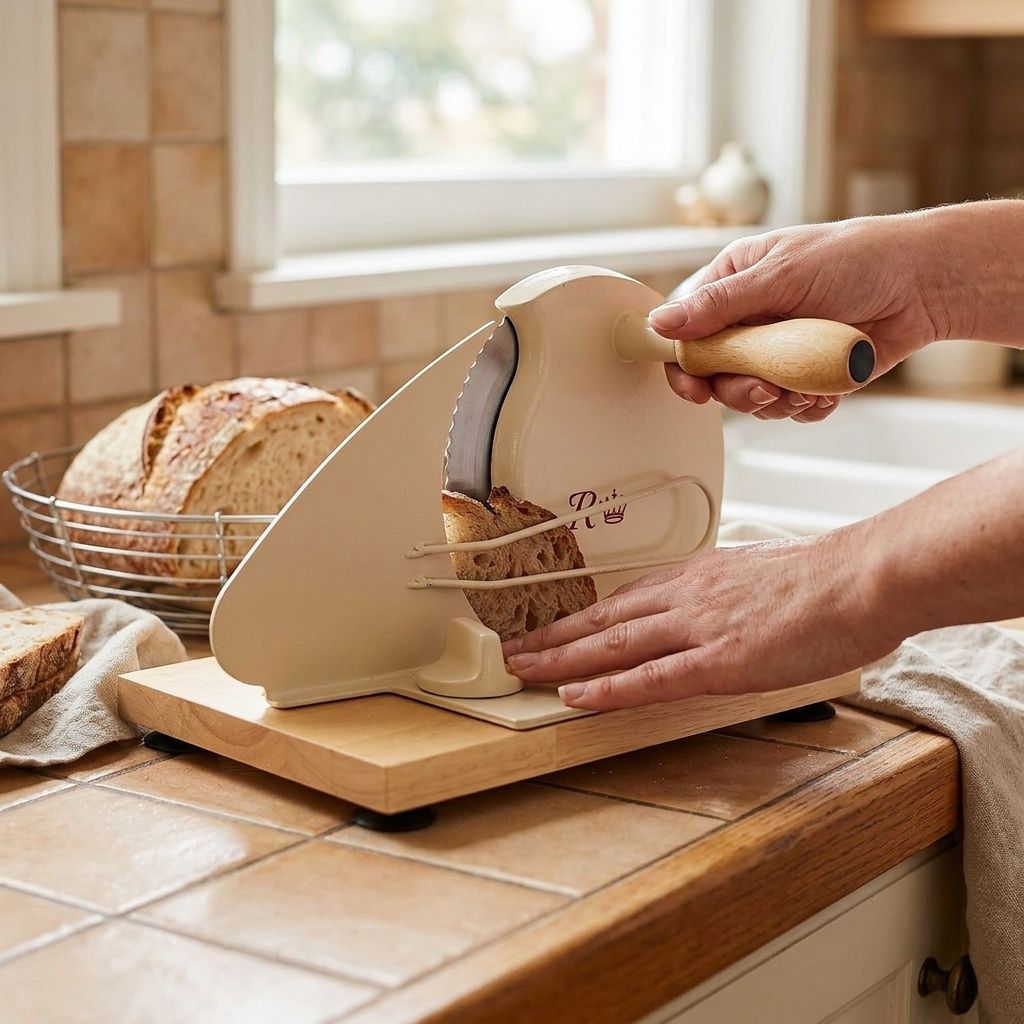 Brvclon Manual Bread Slicer for Homemade Sourdough,Adjustable Thickness,Hand Crank Bread Slicer